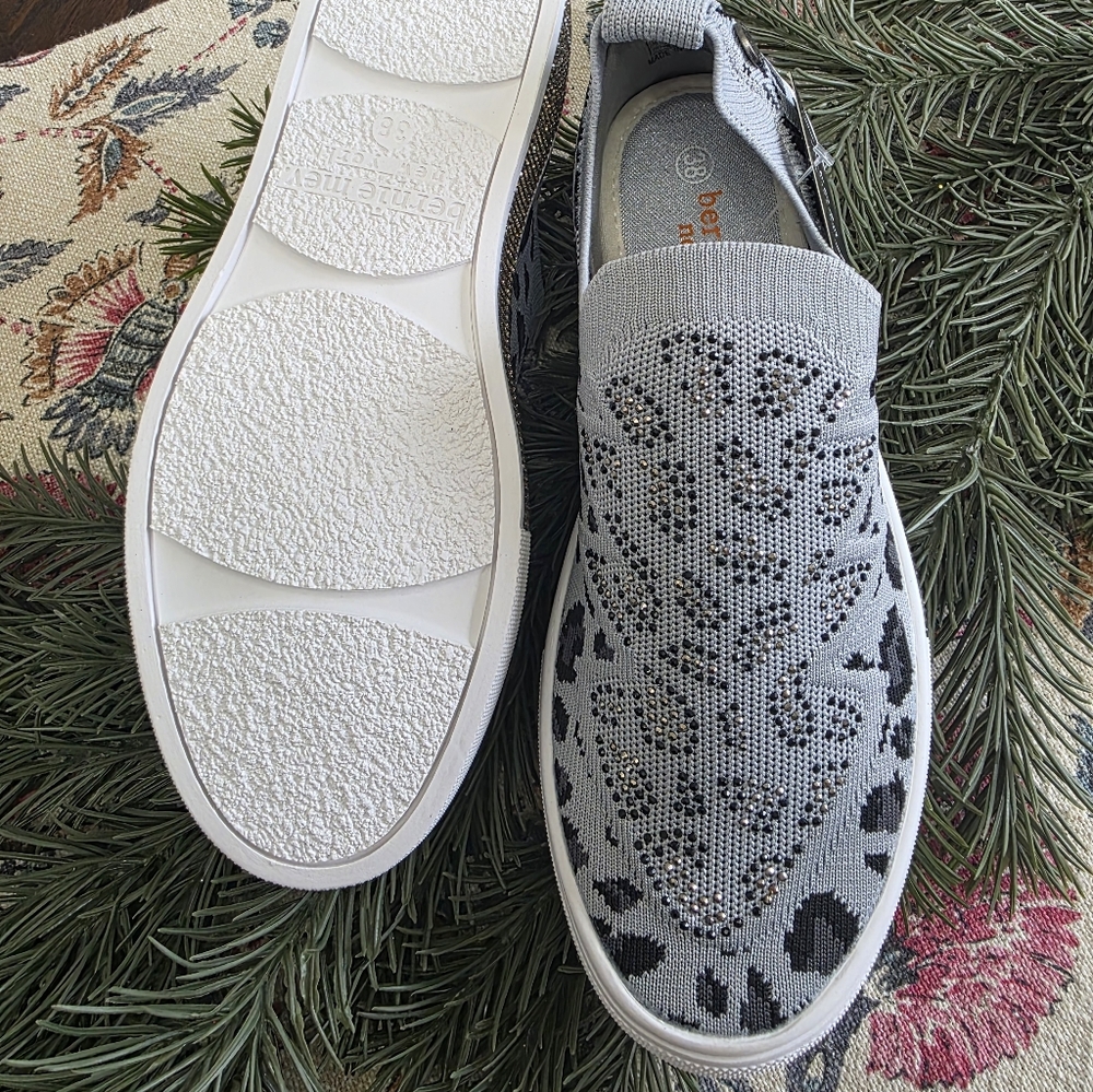 bernie mev. Women's Gardenia Slip-on Sneakers in Gray Leopard - Picture 2 of 5